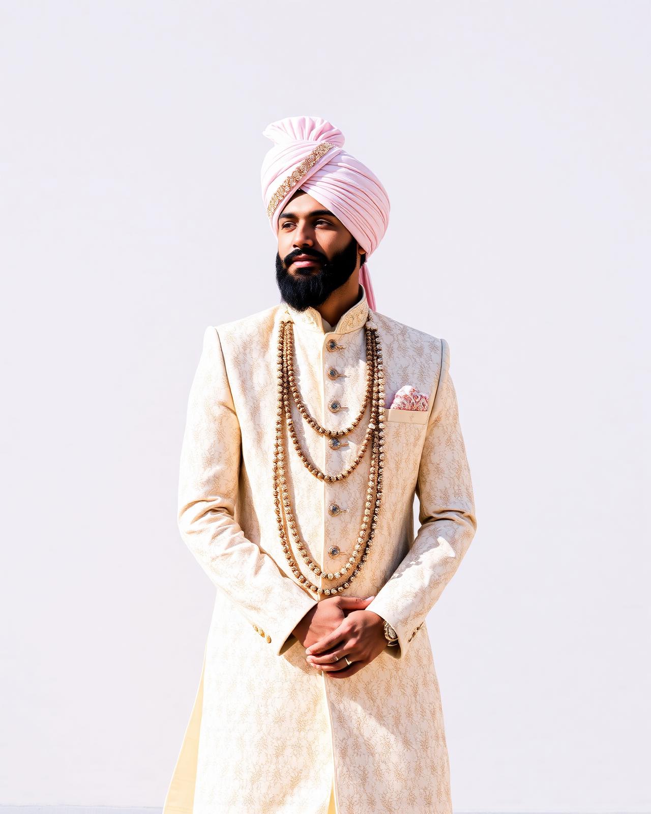 Editorial portrait of a Sikh groom